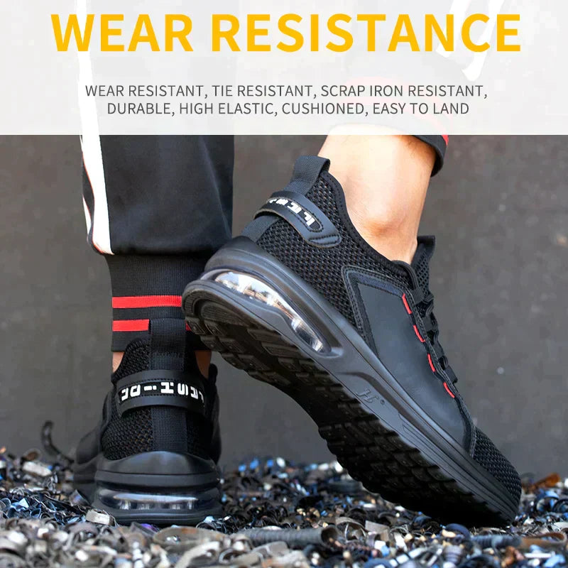 Robuuste SteelFlex One werkschoenen, perfect voor bouw en magazijn, stalen neus en ademend materiaal.