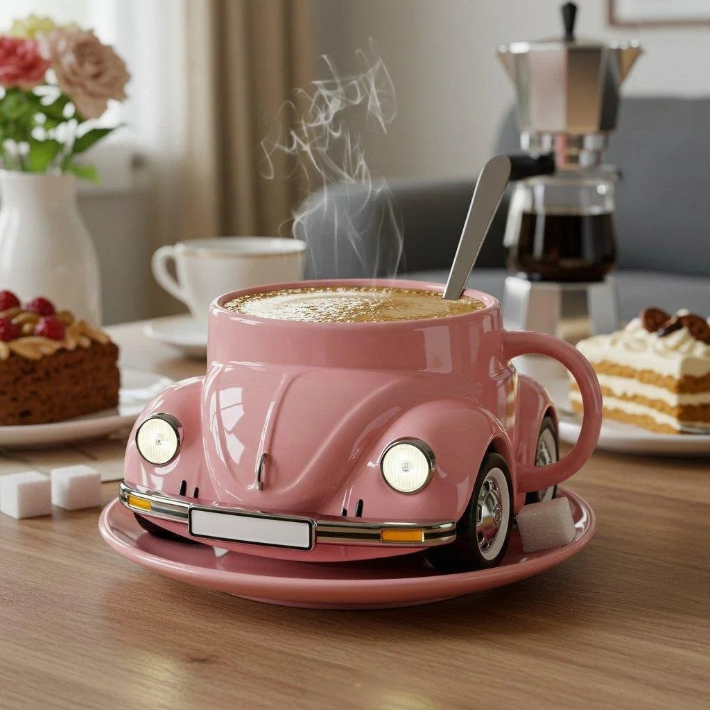 Retro auto keramische theemok, 325 ml. Uniek 3D design voegt vintage charme toe aan je keuken.