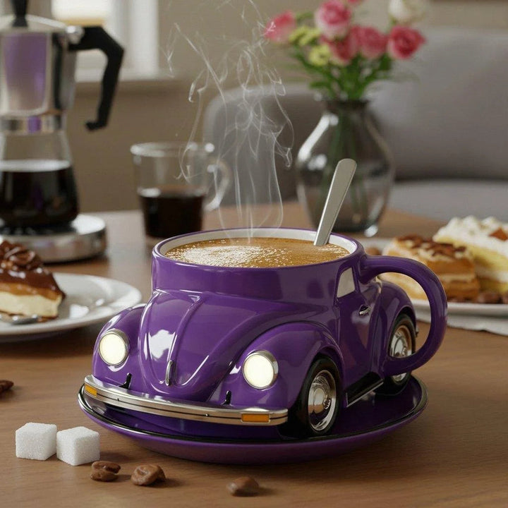 Hoogwaardige keramische koffiemok met gedetailleerde 3D retro auto, 325 ml. Een must-have voor verzamelaars.