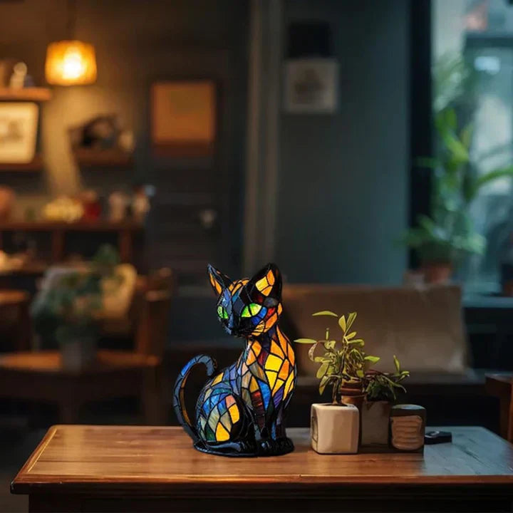 Origineel cadeau voor kattenliefhebber; sfeervolle kattenlamp en nachtlampje. Unieke interieur decoratie.