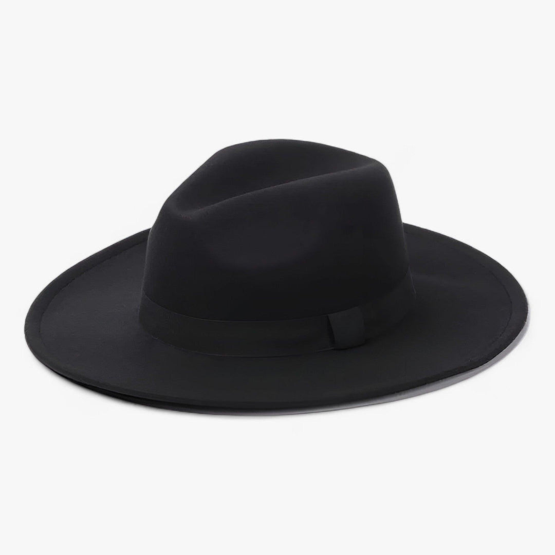 Uniseks winter accessoire: een klassieke wollen fedora met brede rand.