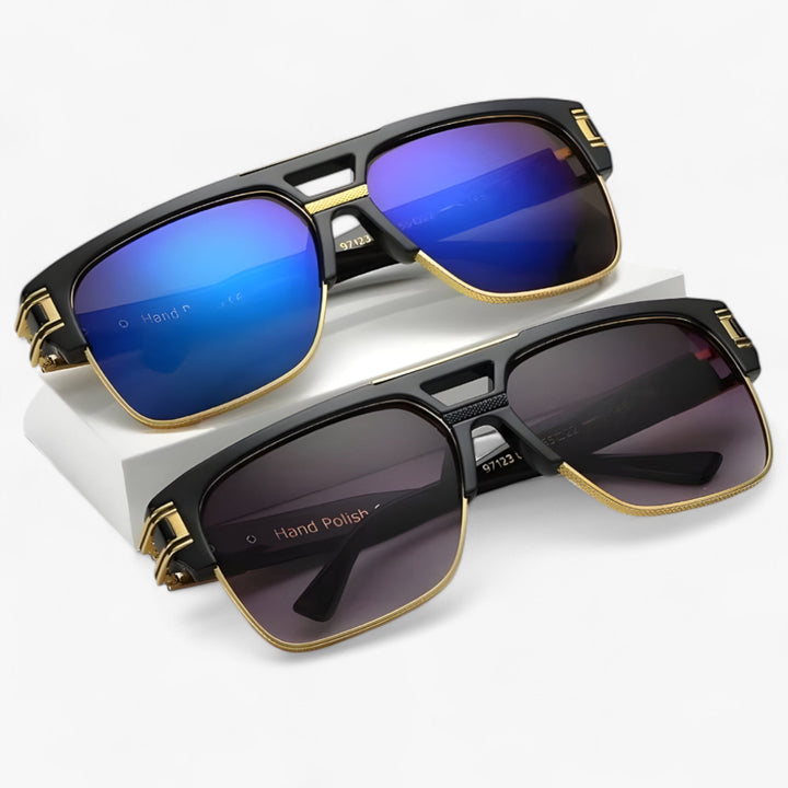 Retro uniseks zonnebril met spiegelglazen; de perfecte accessoire voor een zomerse look.