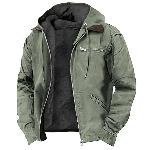 Uniseks winddichte outdoor jas met warme voering, ideaal voor wandelen en koude winterdagen.