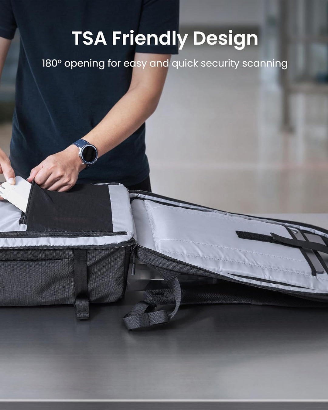 Zakelijke reisrugzak 38L met laptopvak, TSA-vriendelijk, ideaal voor professionals die veel reizen.