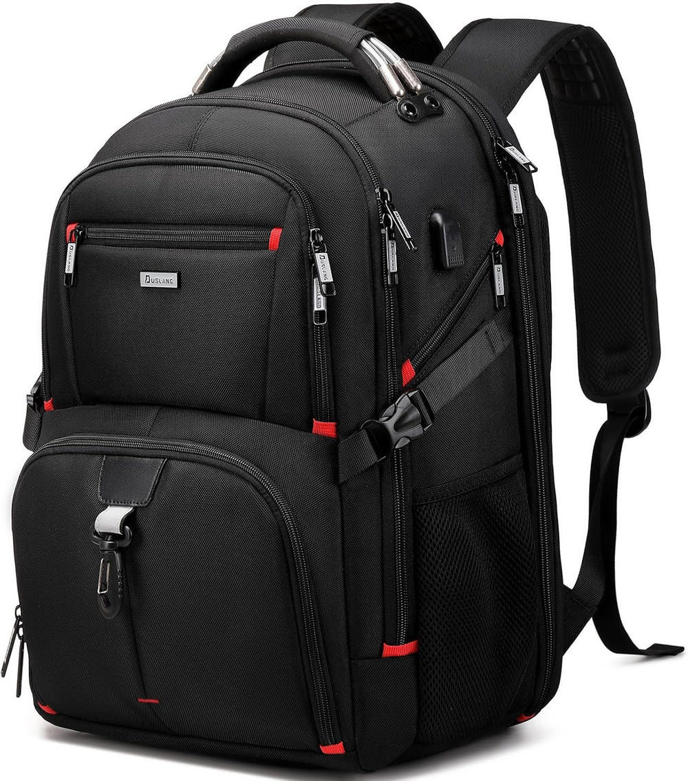 Moderne 50L waterdichte reisrugzak met USB-poort voor laptops, duurzaam en perfect voor reizen.