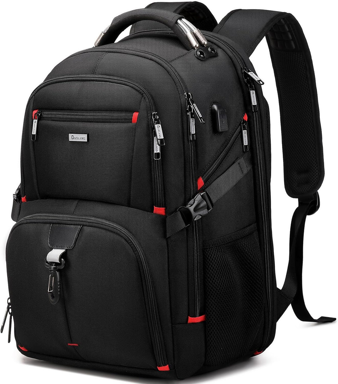 Moderne 50L waterdichte reisrugzak met USB-poort voor laptops, duurzaam en perfect voor reizen.
