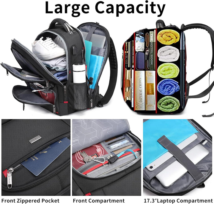 Comfortabele 50L unisex reis laptoprugzak, waterdicht en met USB, voor al je reisavonturen.