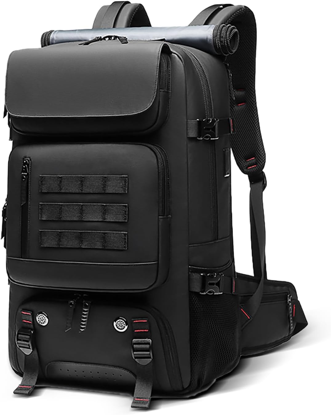 Unisex 50L waterdichte reisrugzak met USB-poort en schoenenvak, ideaal voor reizen en outdoor avonturen.
