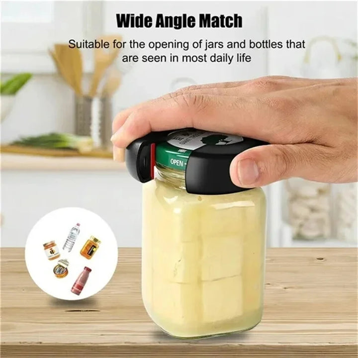 Compacte en universele 6-in-1 multi opener, een essentieel keukenaccessoire voor moeiteloos openen van alles.