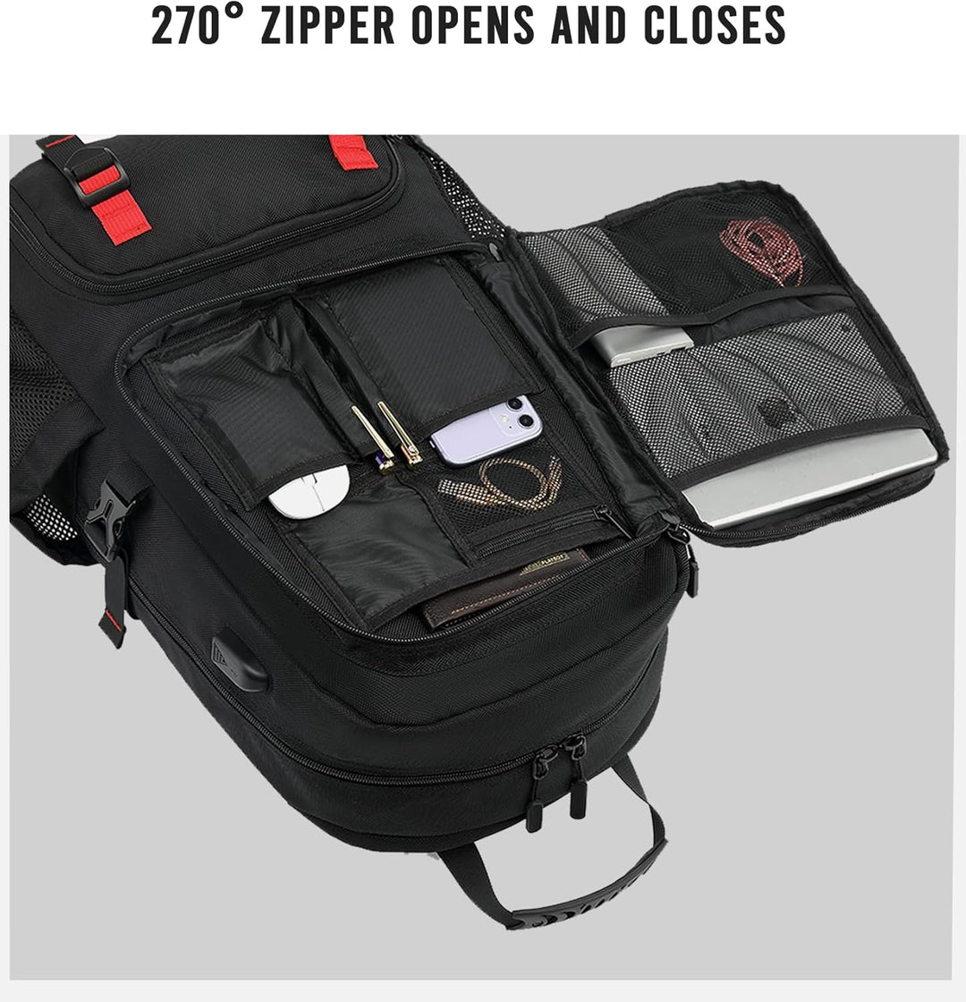 Het ruime aparte schoenenvak aan de onderzijde van de 60L unisex reisrugzak.