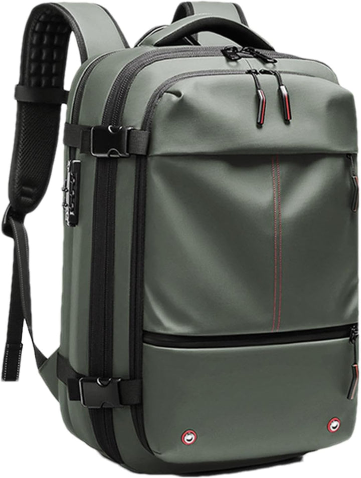 Reisrugzak met vacuümcompressie. Ruime 60L waterdichte tas voor compact pakken en laptop.