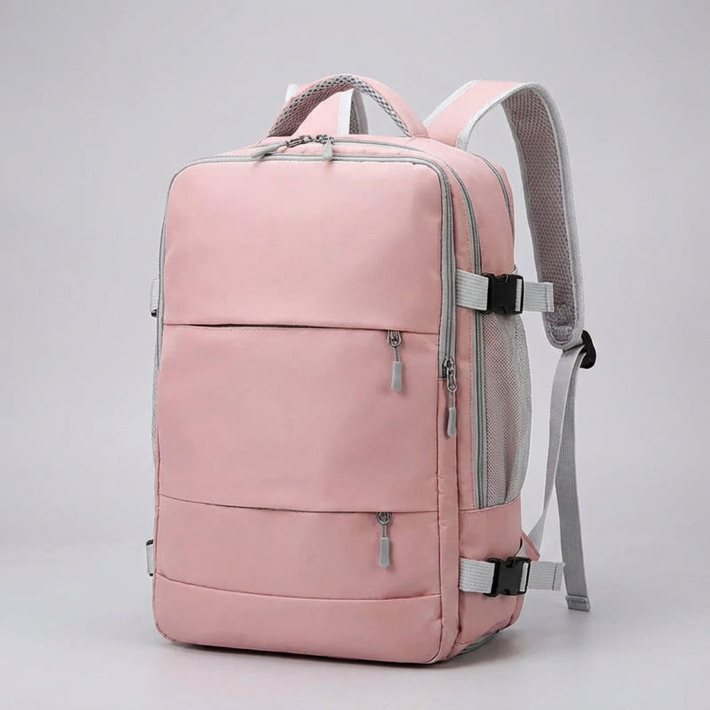 Veilige anti-diefstal rugzak van Nomadelle, ideaal voor reizen, met verborgen ritsen en beschermd laptopvak.