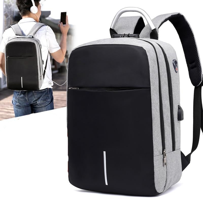 Unisex anti-diefstal rugzak met USB-oplaadpoort. Waterdichte laptoprugzak voor veilig reizen en forenzen.