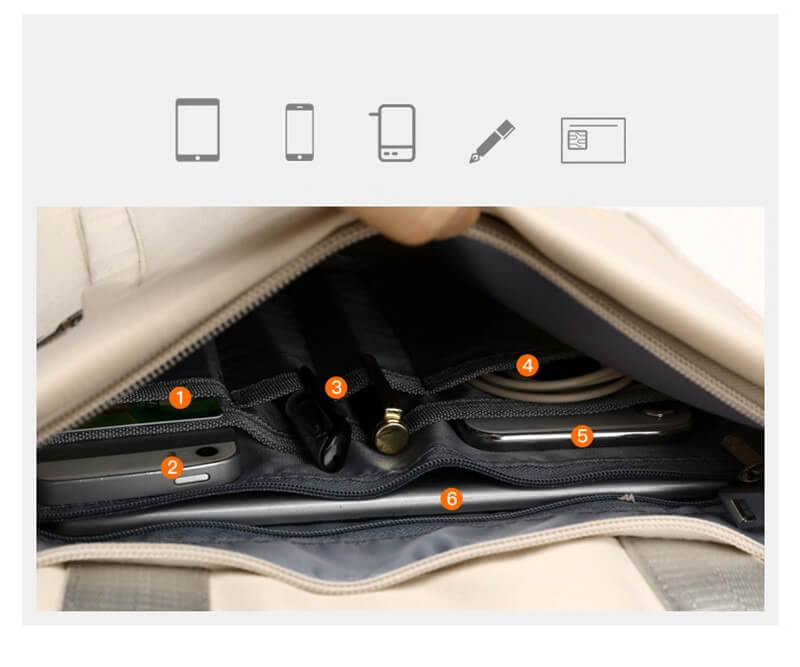 Handige dagrugzak met USB-lader, verborgen ritsen; ideaal voor veilig opladen onderweg.
