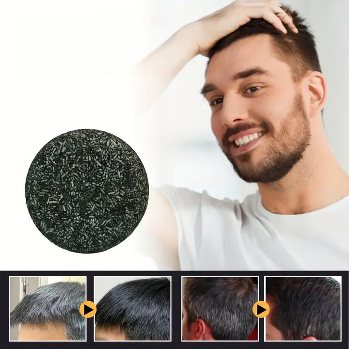 Natuurlijke, dermatologisch geteste anti-grijs shampoo bar voor gezonde haarverzorging.