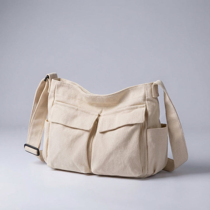 Stijlvolle unisex multi-vak canvas tas; een functionele en lichtgewicht crossbody schoudertas voor elke dag.