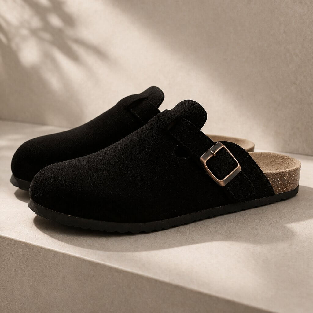 Unisex clogs met verstelbare gesp, gesloten neus en open hiel voor dagelijks comfortabele instappers.
