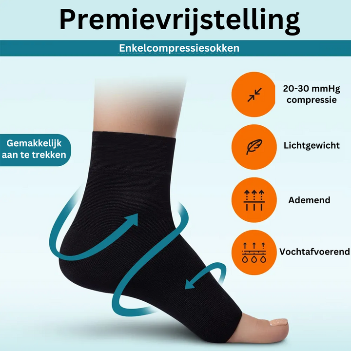 Therapeutische compressiekousen voor neuropathie en fasciitis. Optimaliseert bloedsomloop en vermindert zwelling.