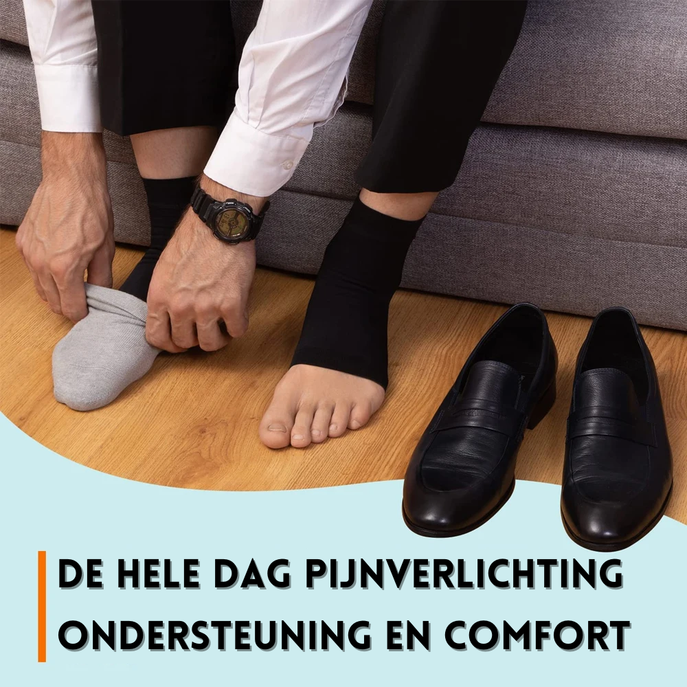 Duurzame polyester compressiekousen voor dagelijks gebruik. Bieden comfort en verlichten zwelling en voetpijn.