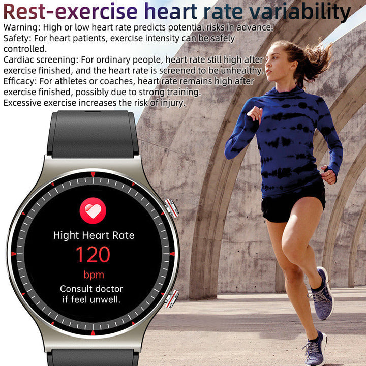 Smartwatch display toont actuele hartslag. Realtime hartslagmeter functie.