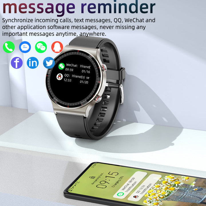 EKG smartwatch met 512Hz precisie voor nauwkeurige hartanalyse. Belangrijke gezondheidsmeter.