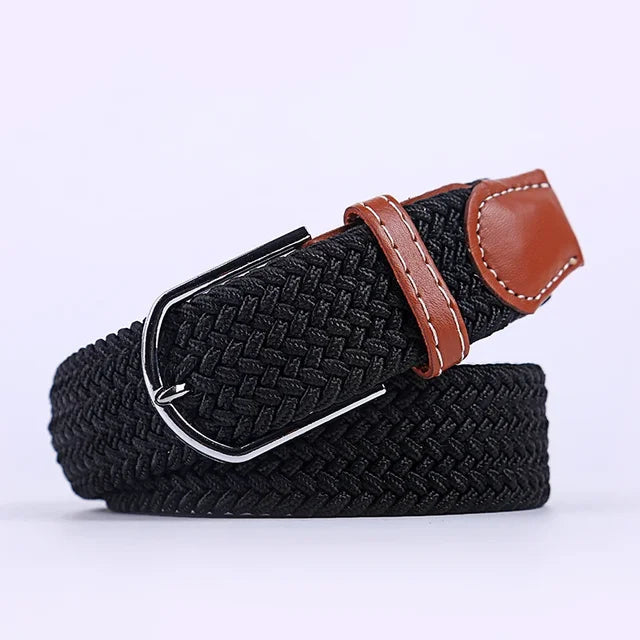 Unisex elastische riem met faux leer afwerking en stijlvolle gesp, comfortabel accessoire.