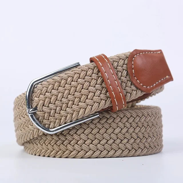Golf riem, stretch en unisex, met elegante faux leren gesp, sportief en chic.