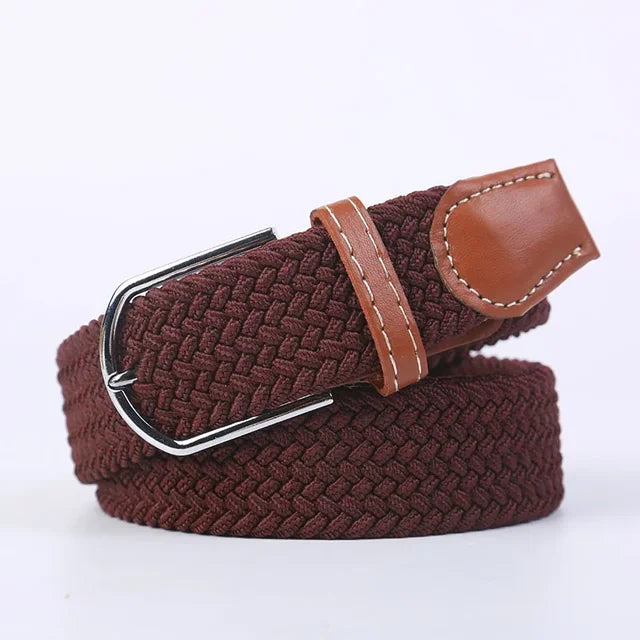 Duurzame elastische riem met faux leer accenten, unisex design en robuuste gesp.