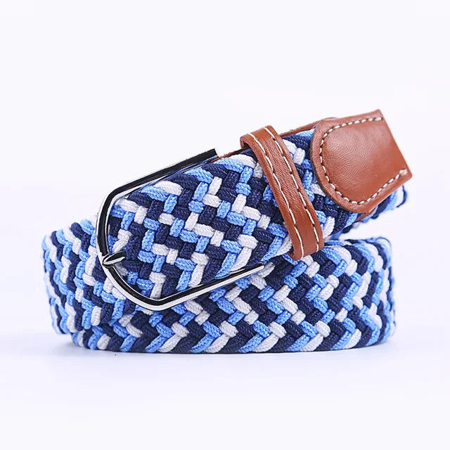 Trendy faux leren riem met stretch voor heren, comfortabel en modieus.