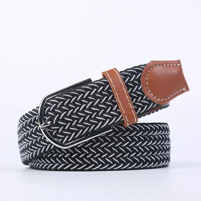 Elegante damesriem, elastisch en met faux leer, stijlvolle gesp als finishing touch.