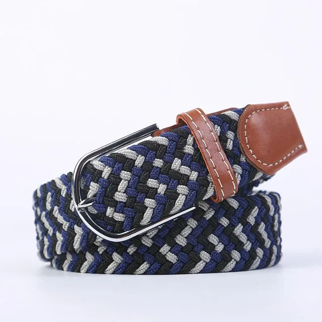 Unisex elastische riem, ideaal voor vrije tijd, met faux leer en een stijlvolle gesp.