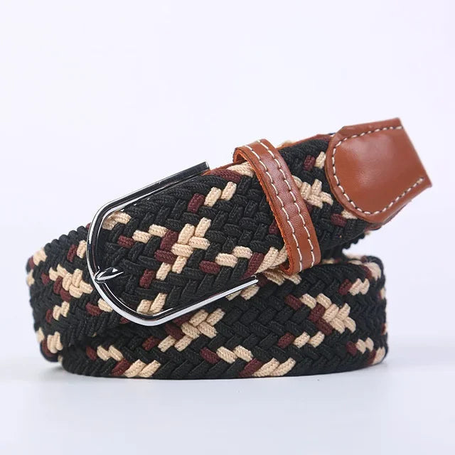 Comfortabele golf riem voor heren, elastisch, faux leer en stevige gesp.