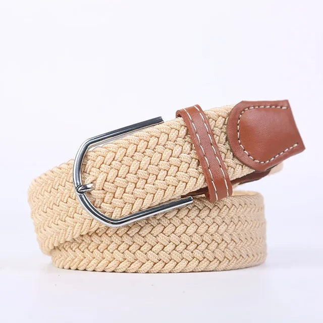 Trendy heren golf riem, elastisch, faux leer, met een sportieve gesp.