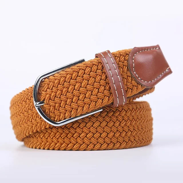 Modieuze unisex riem, elastisch, faux leer afwerking, perfect voor een casual look.