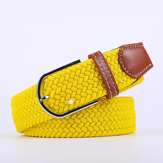 Comfortabele unisex elastische riem, faux leer details, een praktisch en stijlvol item.
