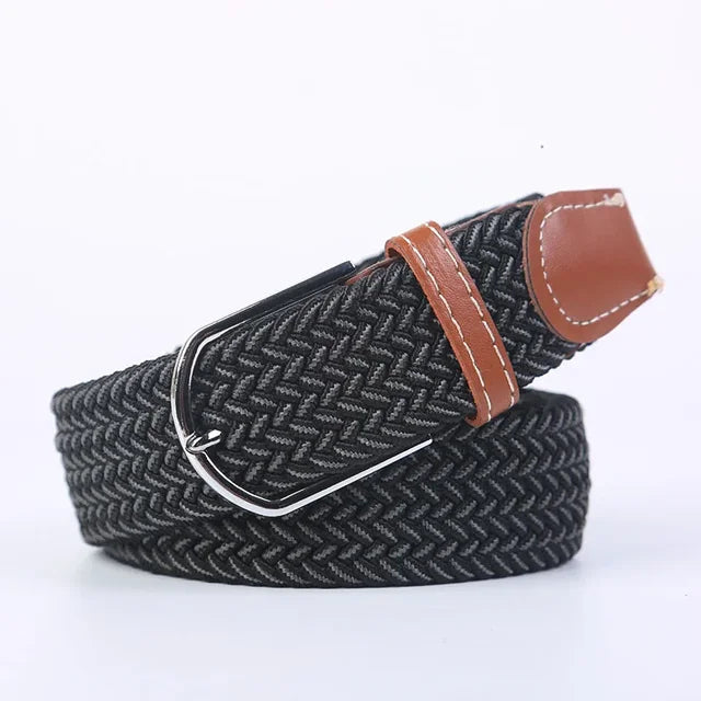 Trendy dames elastische riem, faux leer details, met een opvallende gesp.