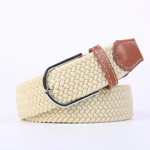 Unisex accessoire: comfortabele elastische riem met faux leren details en stijlvolle gesp.