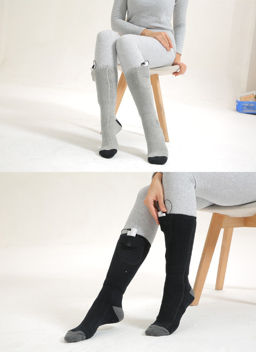 Warme unisex wintersokken met elektrische verwarming, ideaal voor outdoor activiteiten en koude voeten.