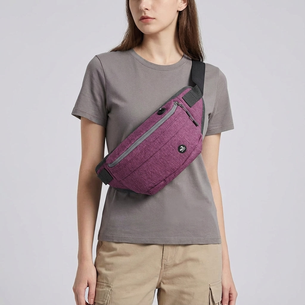 De FlexSling nylon tas: waterafstotend, veelzijdig en met veel vakken. Draagbaar als sling, heuptas of schoudertas, unisex.