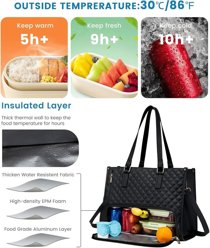 Moderne unisex draagtas: geïsoleerde lunchtas en veilige laptoptas voor dagelijks gebruik en reizen.