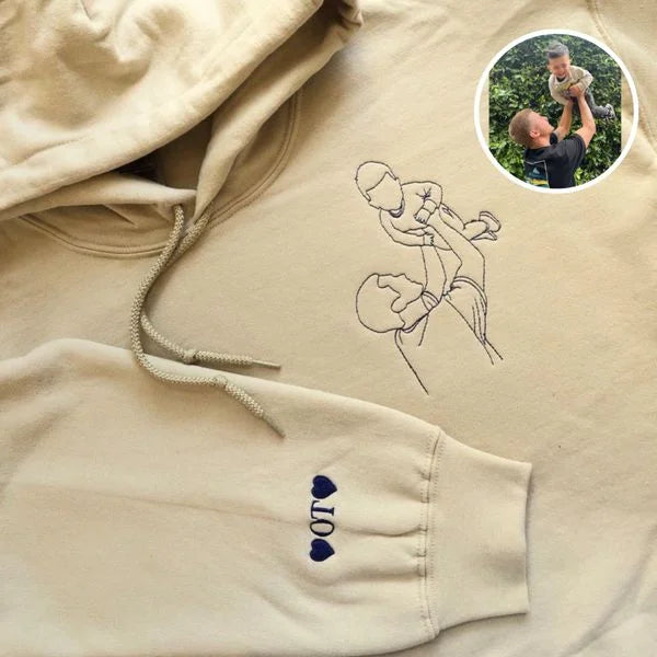 Comfortabele unisex hoodie met stijlvol geborduurd foto-ontwerp. Perfect als uniek en persoonlijk cadeau.