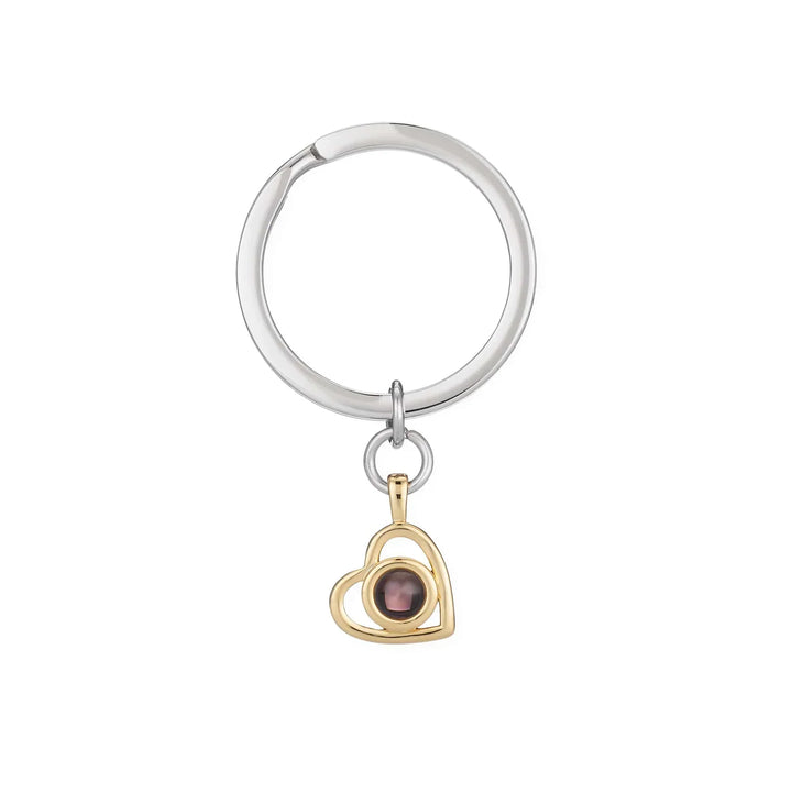 Rosegouden gepersonaliseerde sleutelhanger met fotohanger. Elegant en uniek aandenken voor je mooiste herinneringen.