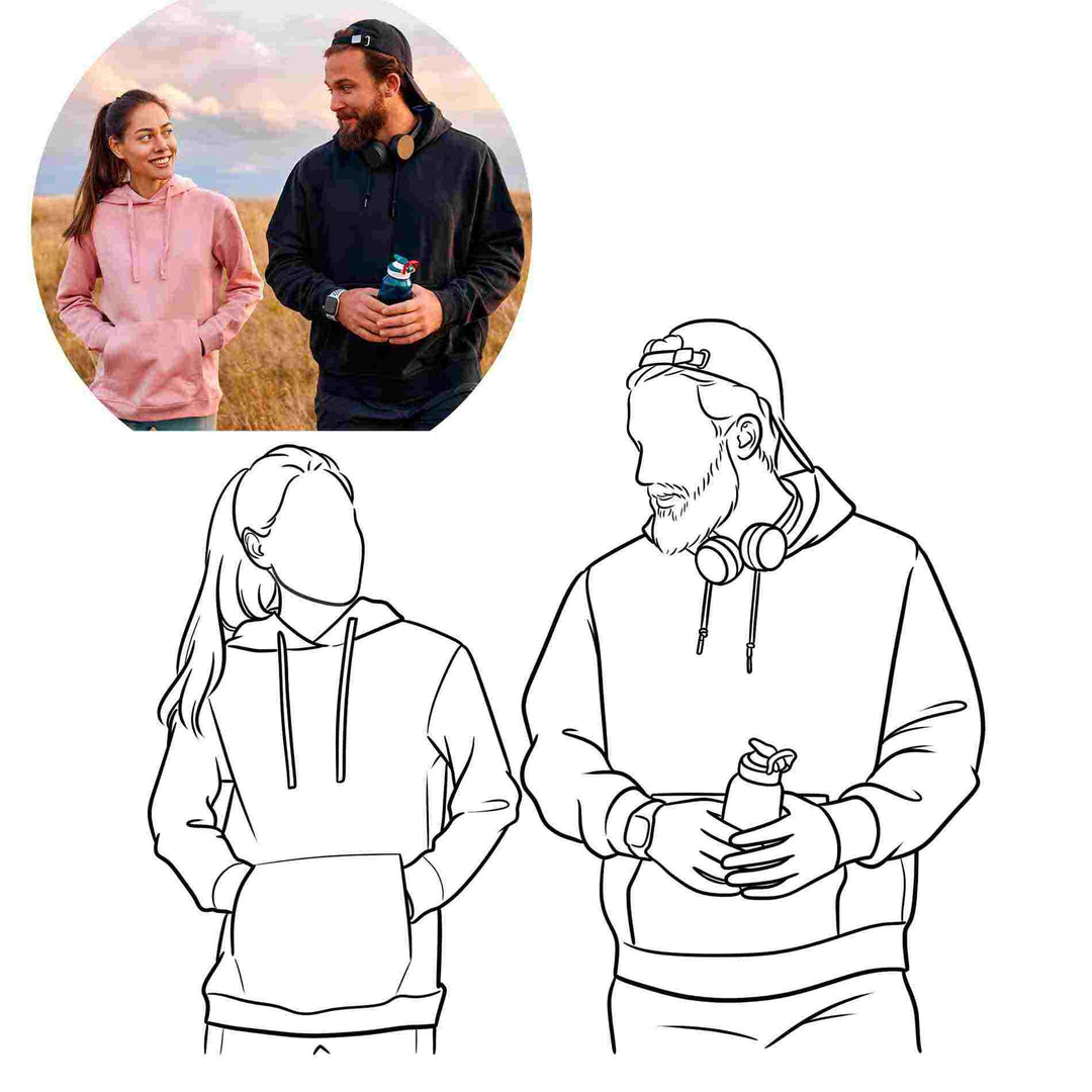 Comfortabele unisex hoodie met gepersonaliseerd fotoborduurwerk gedragen door model; stijlvolle persoonlijke kleding.