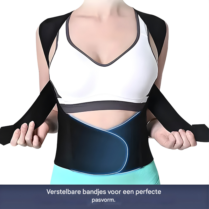 Verstelbare en ademende houding corrector unisex, biedt rugsteun en schoudersteun voor dagelijks comfort.