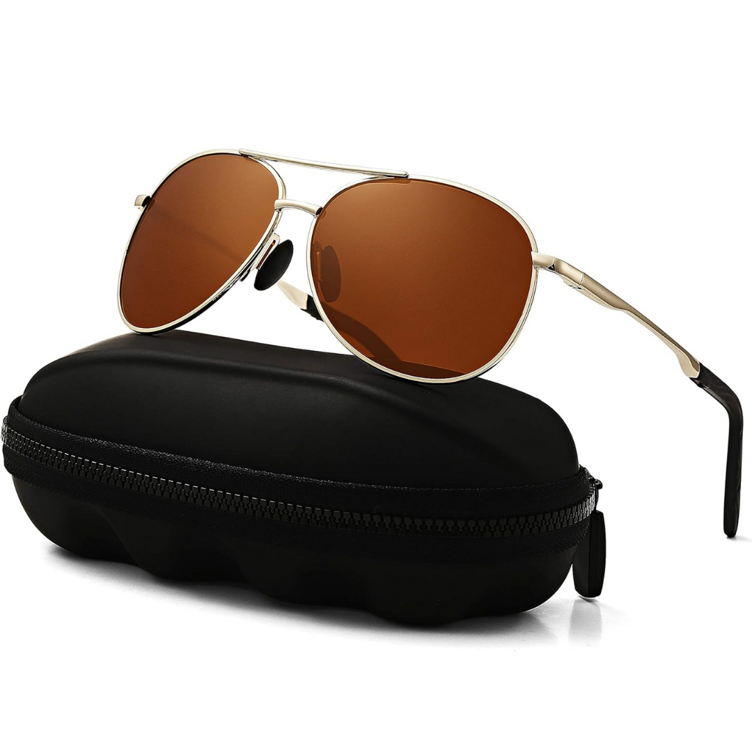 Unisex Joey zonnebril: moderne aviator stijl met gepolariseerde UV400 glazen voor optimale oogbescherming.