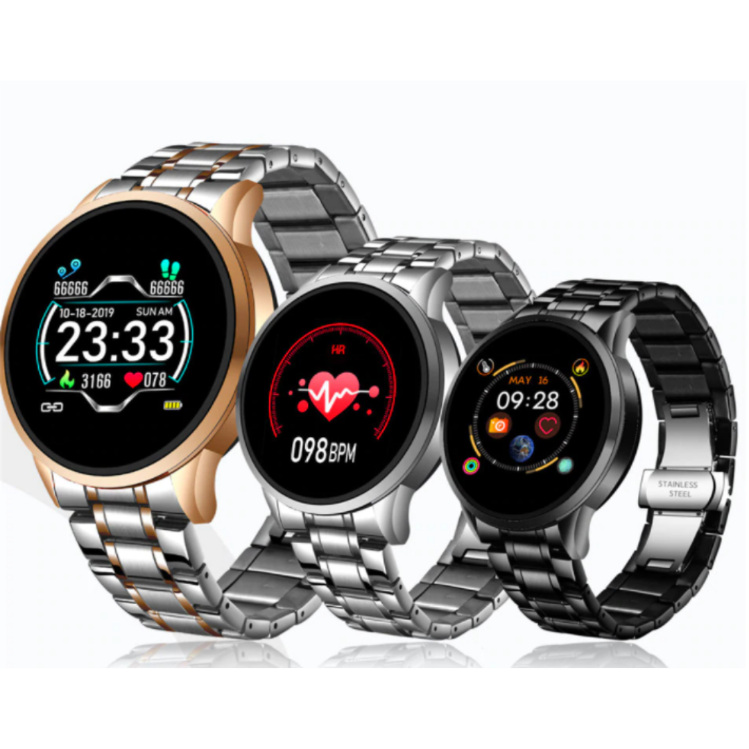 Smartwatch klassiek, verbindt naadloos met Apple en Android voor meldingen en bluetooth functionaliteit.