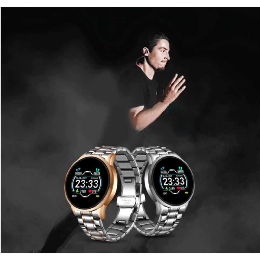 Unisex slim horloge met geavanceerde gezondheids- en fitnesstracking, perfect voor een actieve levensstijl.