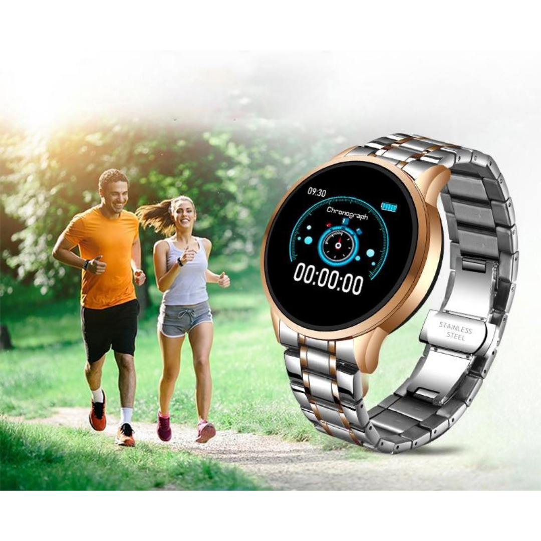 Stijlvolle klassieke smartwatch met tijdloos design, een elegante toevoeging en slimme connectiviteit.