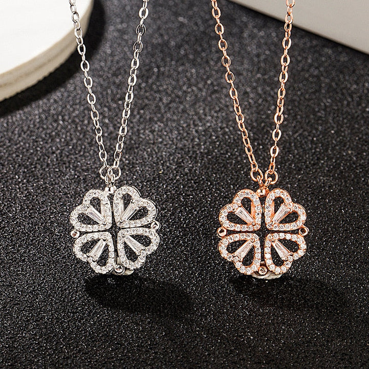 Klavertje vier ketting van rvs, verkrijgbaar in goud, zilver en rose. Een teken van liefde en geluk.