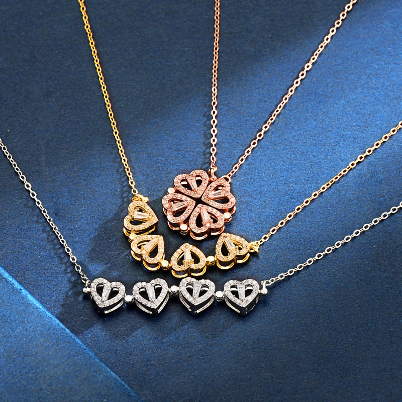 Verstelbare unisex klavertje vier ketting, gelukssymbool. Duurzaam rvs sieraad voor elke gelegenheid.